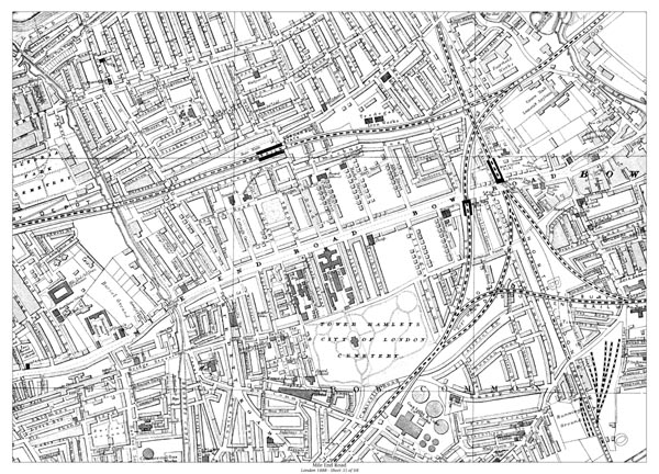 Old Limehouse Vintage London 1888 map 18 Mile End Road Poplar 