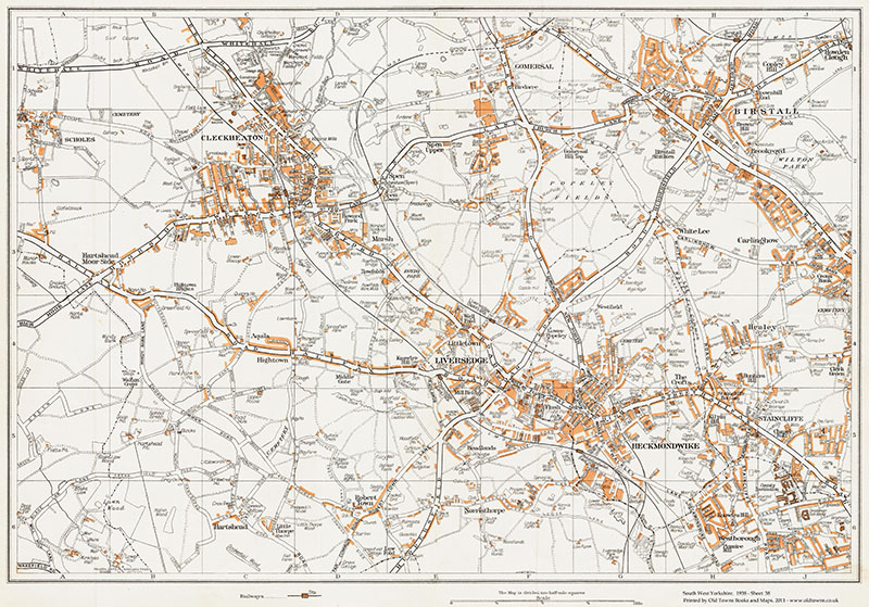 N - Yorks old map repro 232-10-1907 Gomersal S Heckmondwike 