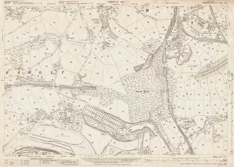 Upper Esholt Yorkshire map 202-1-1908 W Yeadon 