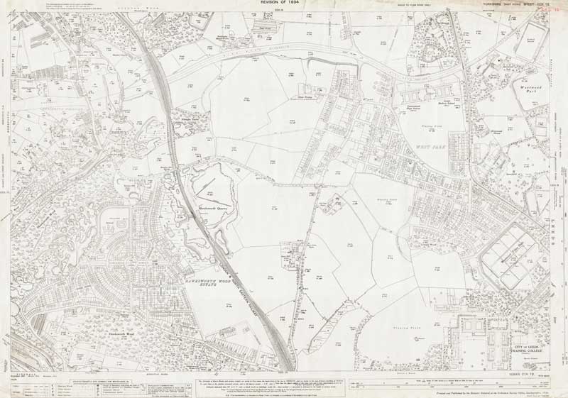 OLD ORDNANCE SURVEY MAP HORSFORTH WOODSIDE WEST PARK 1906 SPEN LANE LEEDS 