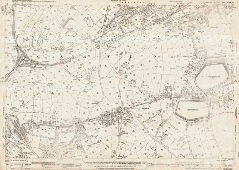 Plan SE 1033 & SE Ordnance Survey Map Clayton 1932,62 