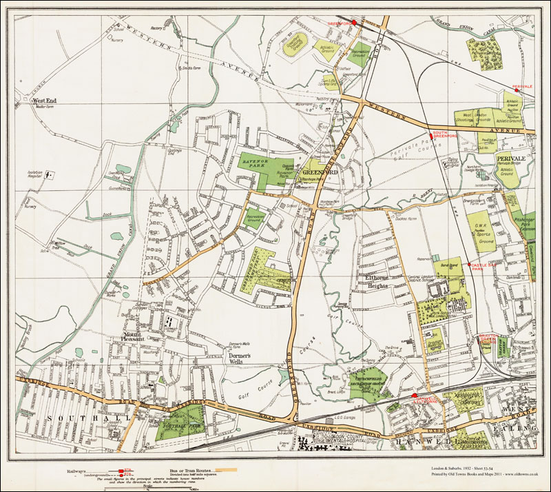 Cobham area Old Map London 1932 #158 Repro 